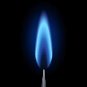 Furnace limit switch not shutting off heat in Belmont NC: close-up of a blue gas burner flame used for heating